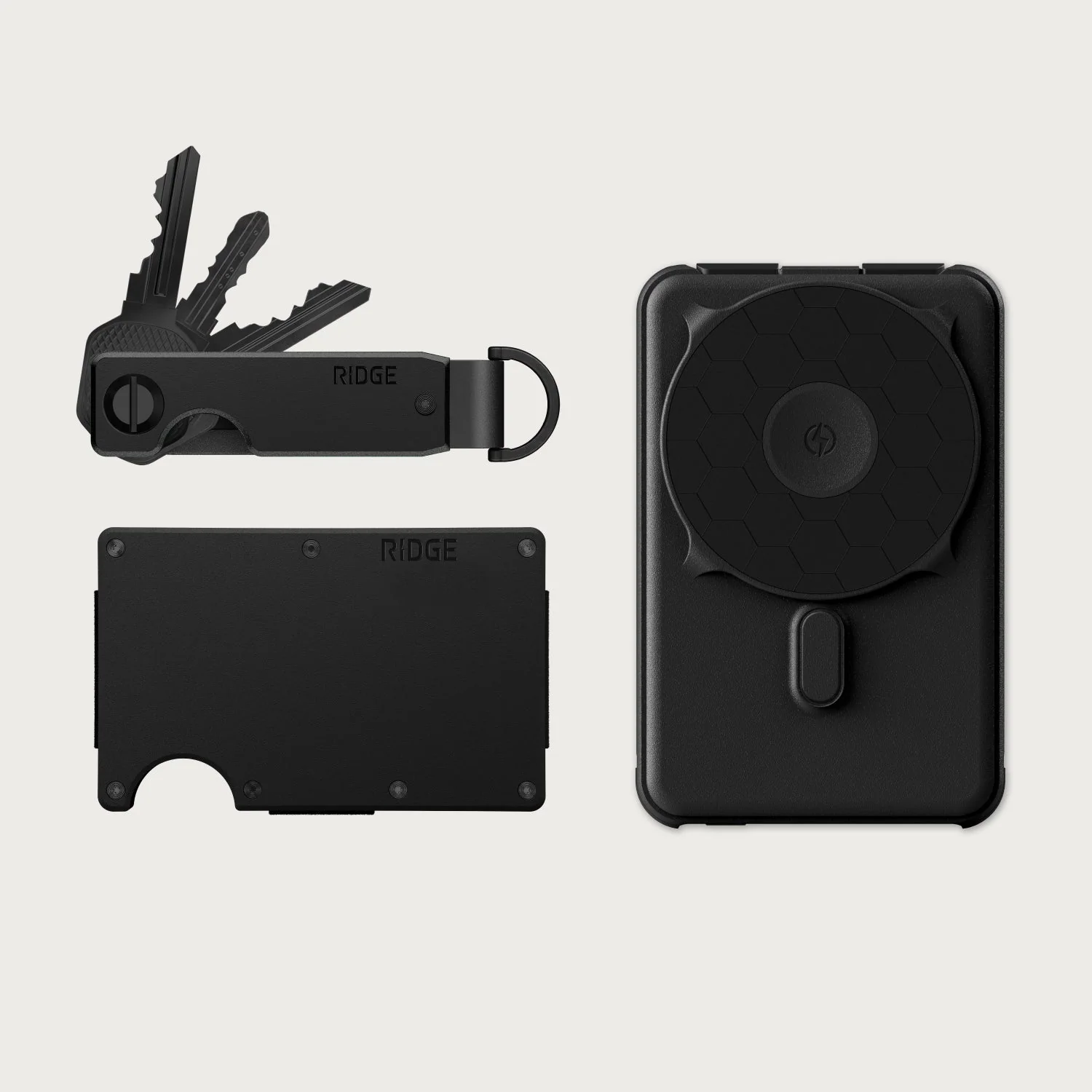 Ridge Wallet + Power Bank + KeyCase - Matte Black