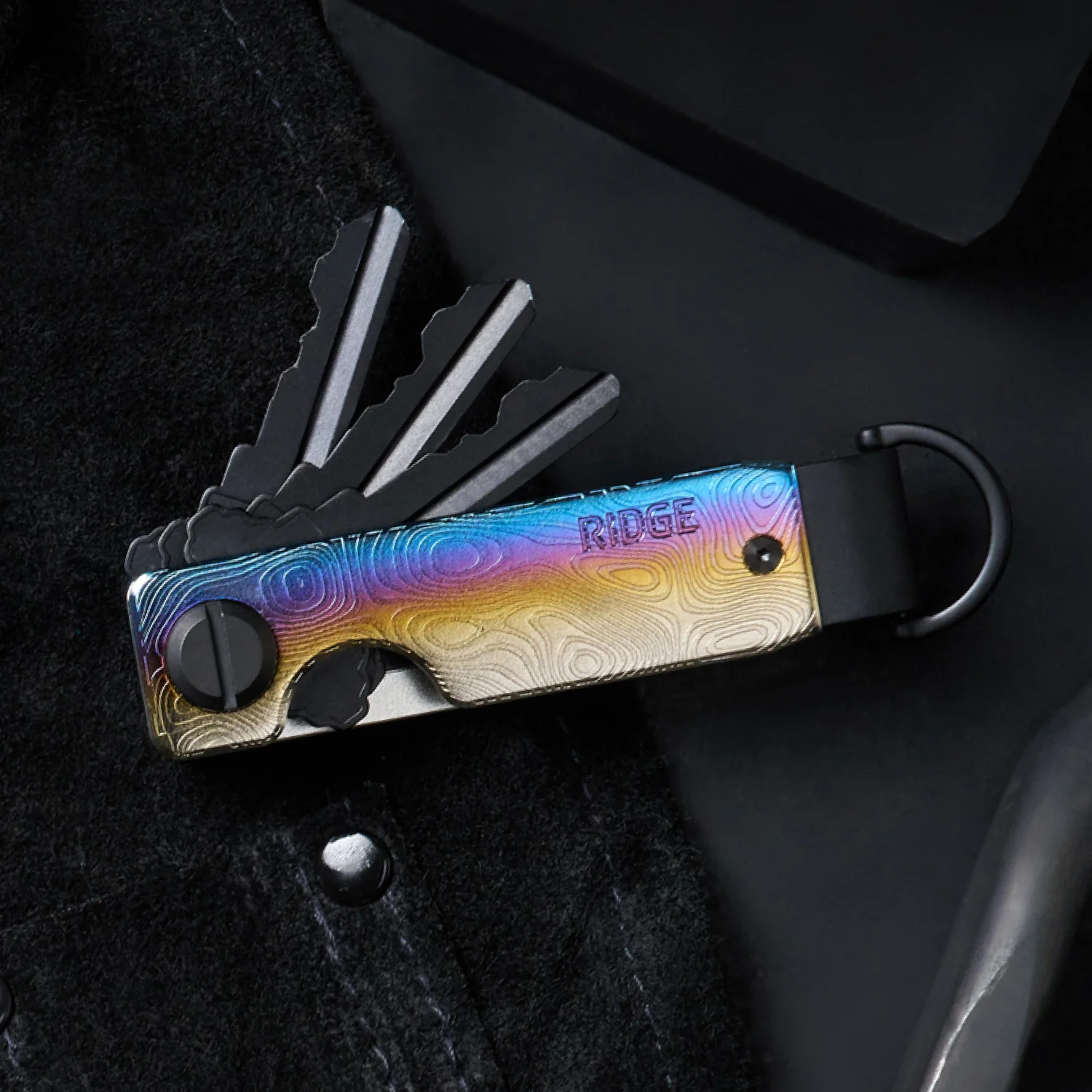 Ridge KeyCase - Burnt Damascus 4 Ridge KeyCase - Burnt Damascus
