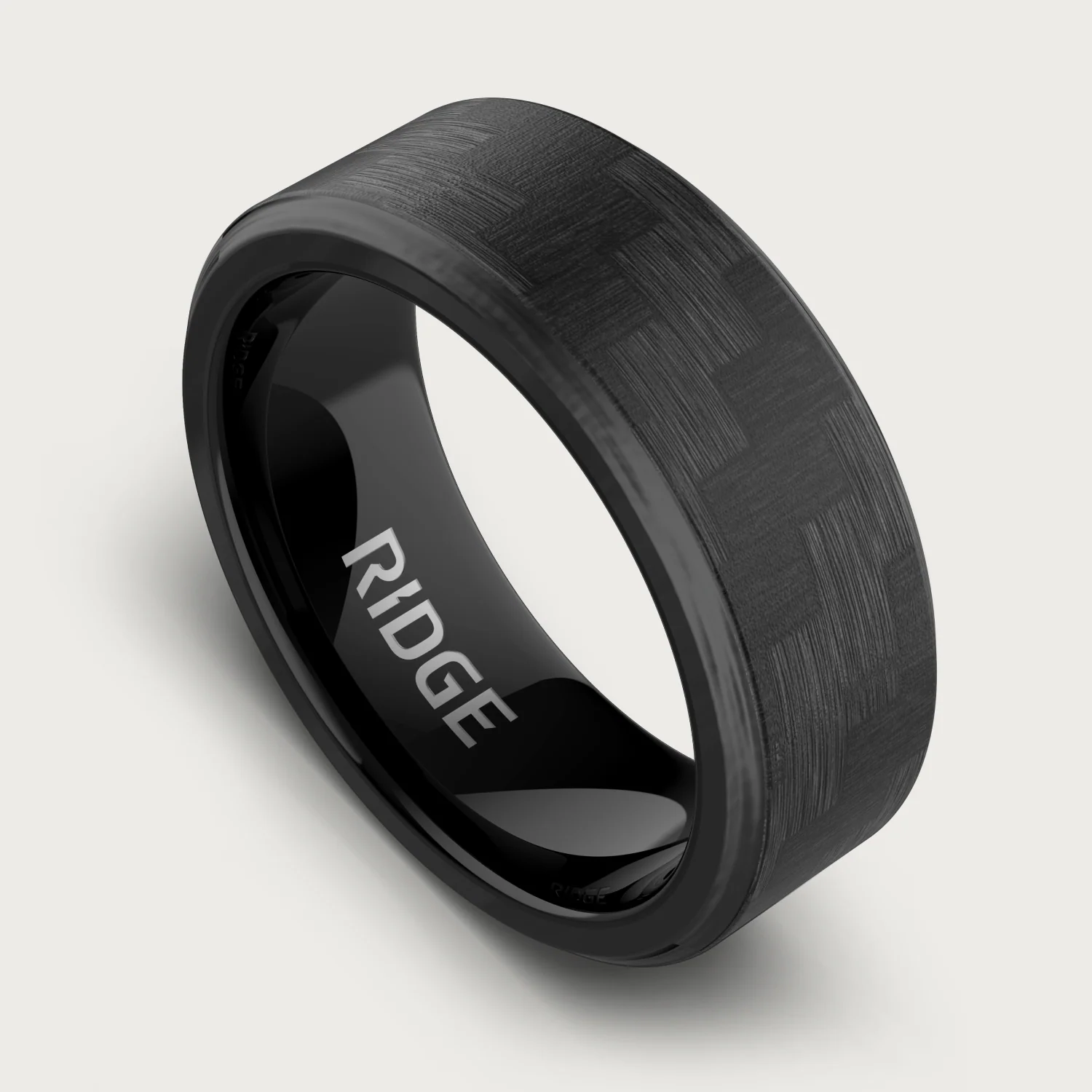 8mm Beveled Ring Set - Carbon Fiber 3K