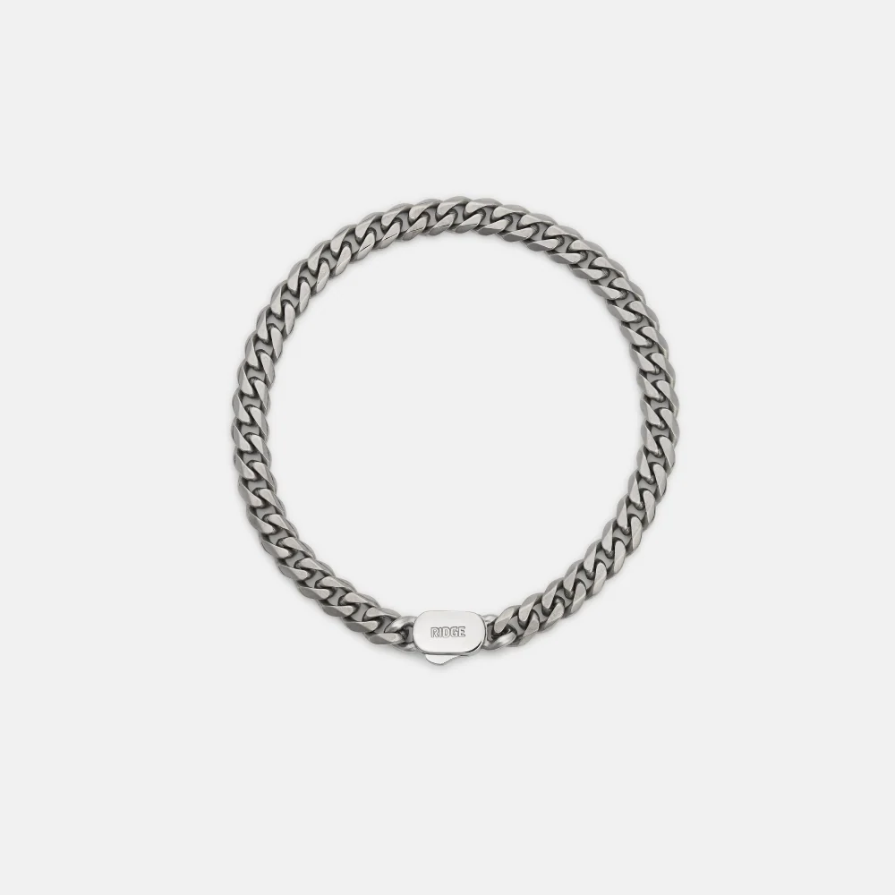 6mm Curb Bracelet - Titanium - Large