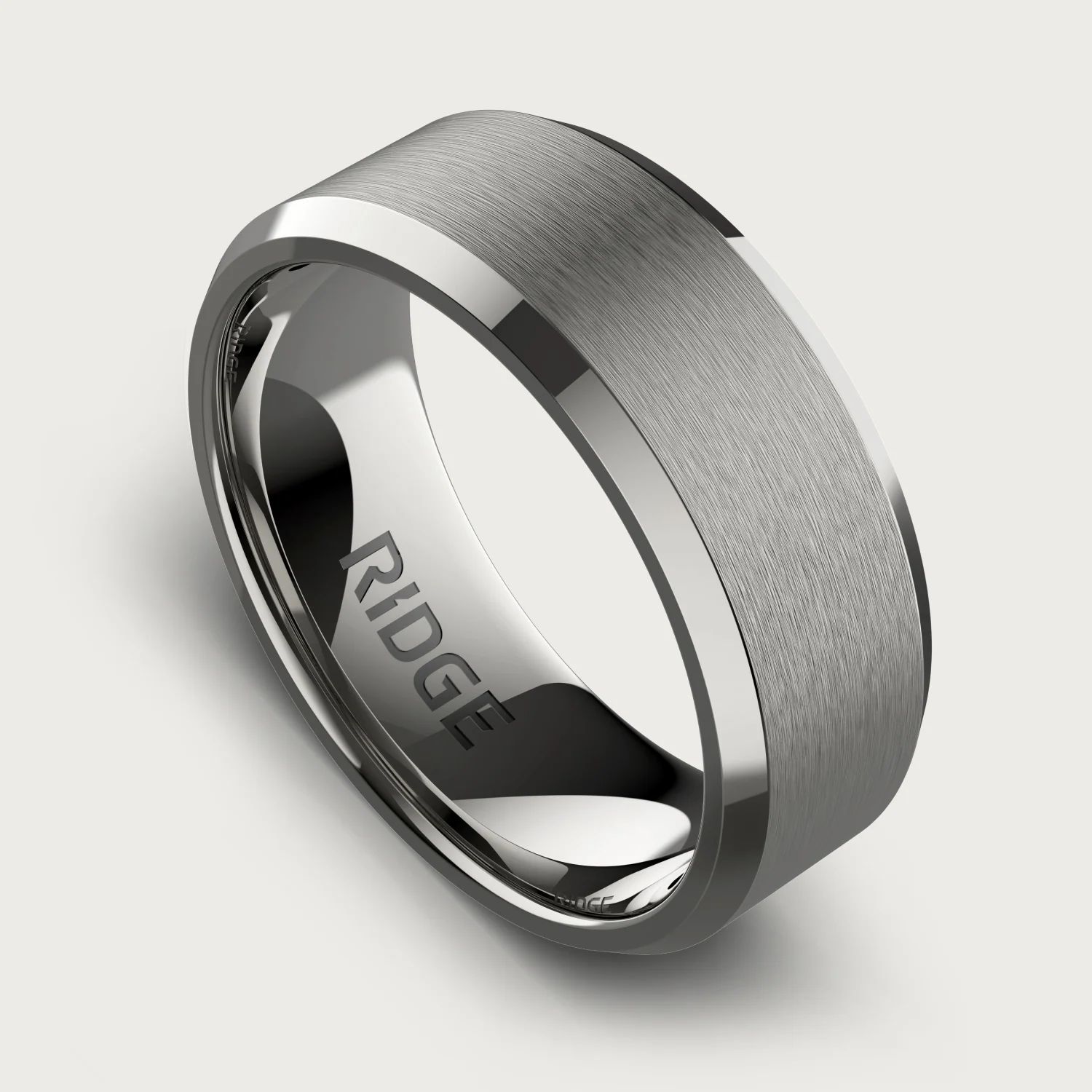 8mm Beveled Ring Set - Platinum - Tantalum Carbide