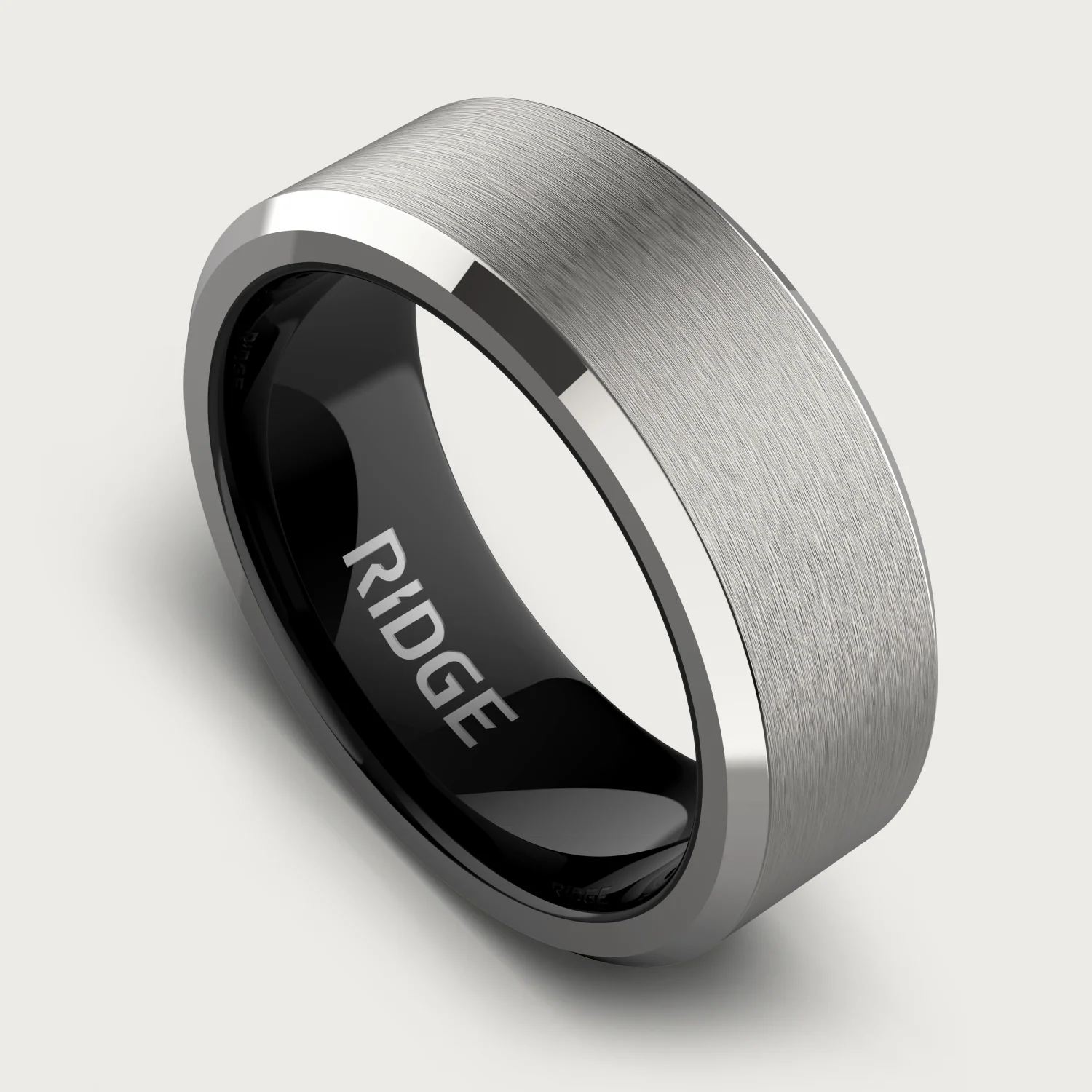 8mm Beveled Ring Set - Platinum